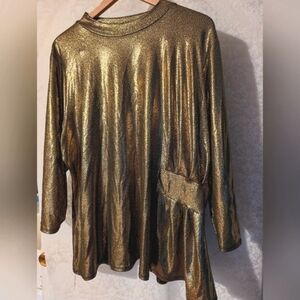 Metallic Gold Womens 2XTop by Love +‎ Luxe